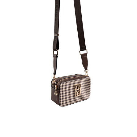 Silver Polo  Kadın Çapraz Çanta 1078-47385 SILVER POLO ÇAPRAZ BAYAN ÇANTASI M191 KAHVE SARI-MAT KAHVE