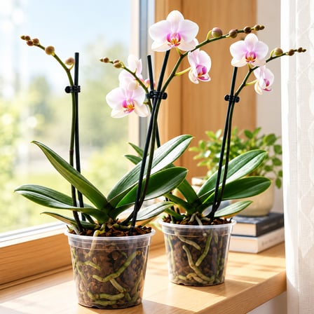 3 Litre Orkide Toprağı, CocoHusk ve Çam Kabuğu ile 2 Adet Üretim Saksısı