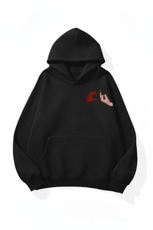 Unisex Yumuşak Dokulu Aşka Hayır Baskılı Tasarım Oversize 3 İplik Hoodie Sweatshirt