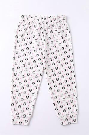 Öts Kız Çocuk Pamuklu Pijama Takımı Kısa Kol Uzun Alt Desenli Rahat Uyku Kalıbı (474001)