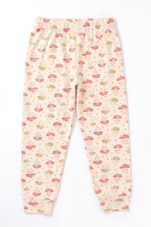Öts Kız Çocuk Pamuklu Pijama Takımı Kısa Kol Uzun Alt Desenli Geniş ve Rahat Kesim (474005)