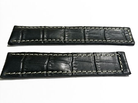 Tag-heuer Uyumlu  22-20   Beyaz Dikişli  Siyah Hakiki dana derisi  (25 )