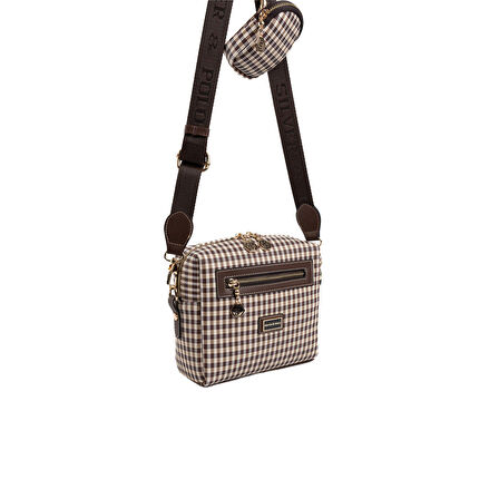 Silver Polo  Kadın Çapraz Çanta 1038-47414 SILVER POLO ÇAPRAZ BAYAN ÇANTASI M191 KAHVE SARI-MAT KAHVE