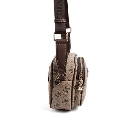 Silver Polo  Kadın Çapraz Çanta 1111-47418 SILVER POLO ÇAPRAZ BAYAN ÇANTASI M178 KOYU BEJ-MAT KAHVE