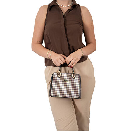 Silver Polo  Kadın Omuz Çantası 1133-47431 SILVER POLO BAYAN ÇANTASI M191 KAHVE SARI-MAT KAHVE