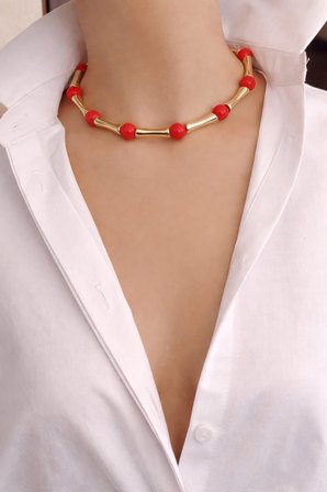Rio Nar Çiçeği Gold Choker Kolye