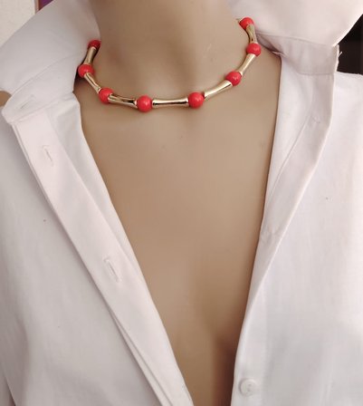 Rio Nar Çiçeği Gold Choker Kolye