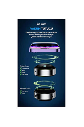 Ozmik Süper Manyetik Elektrikli Vakumlu Araç İçi Telefon Tutucu, Masaüstü, Duvar, Ayna, Uyumlu