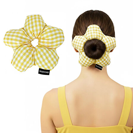 Woodycord El Yapımı Elyaf Dolgulu Topuz Tokası: Pofuduk Çiçek Şıklığı!