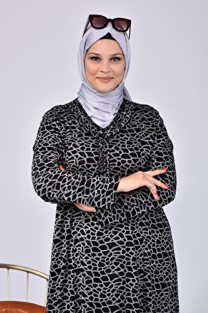 Kadın Büyük Beden Yakası Fırfırlı Tesettür Anne Elbisesi Yakma Yapmaz Terletmez 