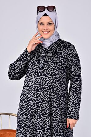 Kadın Büyük Beden Yakası Fırfırlı Tesettür Anne Elbisesi Yakma Yapmaz Terletmez 