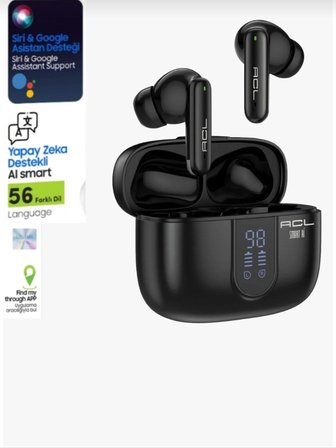 Bluetooth 6.0 Kulaklık Kablosuz Kulak İçi LCD Göstergeli Dijital Ekranlı Çift Mikrofonlu ENC Gürültü Engelleyici Powerbankli Kulaklık