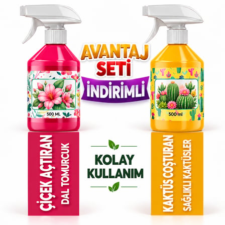 Çiçek Açtıran Bitki Besini ve Kaktüs Besini Avantajı Seti