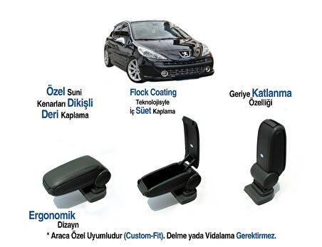 PEUVGOAT 207 SW ARACA ÖZEL KOL DAYAMA KOLÇAK  VİDASZ 2006 2007 2008 2009 2010 2011 2012