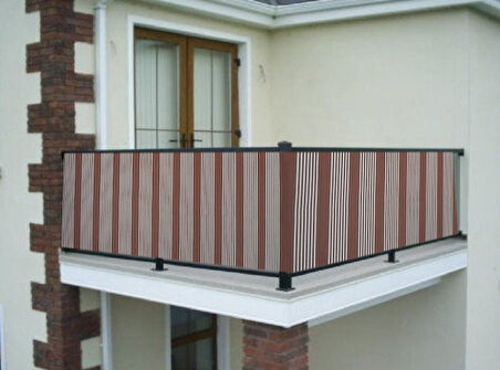 Ceylan Home Balkon Demir Perdesi Bağcıklı Kahve İnce Çizgili 300x80