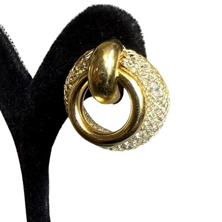 Uretti - İREM 3914 3429 Tombul Halka ve File İçinde Taşlı Halka Küpe