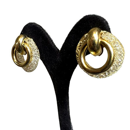 Uretti - İREM 3914 3429 Tombul Halka ve File İçinde Taşlı Halka Küpe