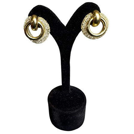 Uretti - İREM 3914 3429 Tombul Halka ve File İçinde Taşlı Halka Küpe