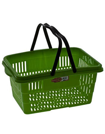 Omnipazar SY-2260 Çift Saplı Plastik Market Taşıma Sepeti Yeşil 6 Adet 