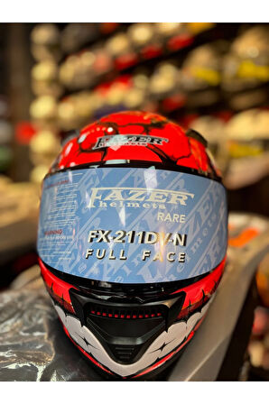 Fazer Siyah Vizör Fantastic Red Shinny Full Face Güneş Vizörlü Motosiklet Kaskı