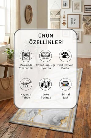 Perlavista Salon Mutfak Yatak Odası Dijital Baskı Yolluk Halı