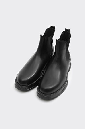 Hakiki Deri Bilek Kısmı Lastikli Erkek Bot