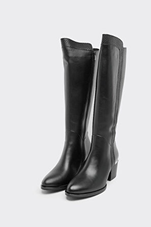 Hakiki Deri Kalın Topuklu Kadın Çizme