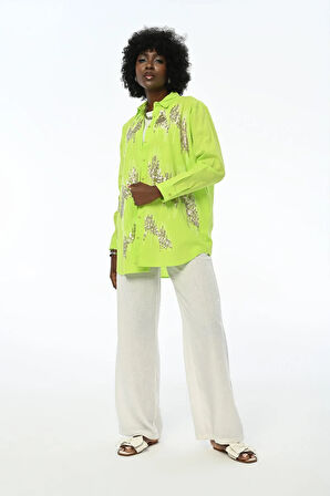KADIN PAYETLİ OVERSIZE KESİM GÖMLEK