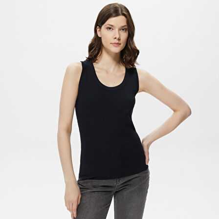 Nautica Kadın Siyah Kolsuz T-Shirt