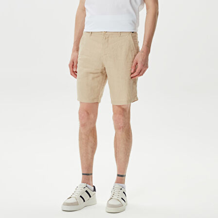 Nautica Erkek Krem Keten Bermuda