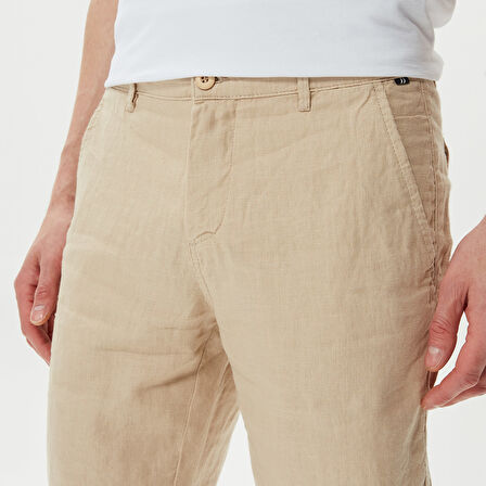 Nautica Erkek Krem Keten Bermuda