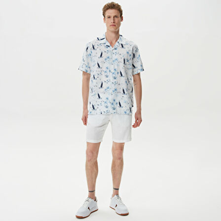 Nautica Erkek Beyaz Keten Bermuda