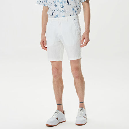 Nautica Erkek Beyaz Keten Bermuda