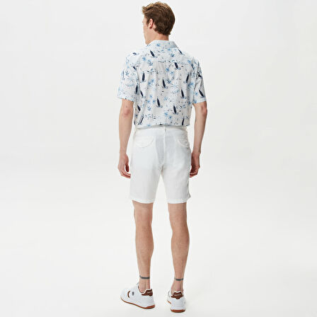 Nautica Erkek Beyaz Keten Bermuda