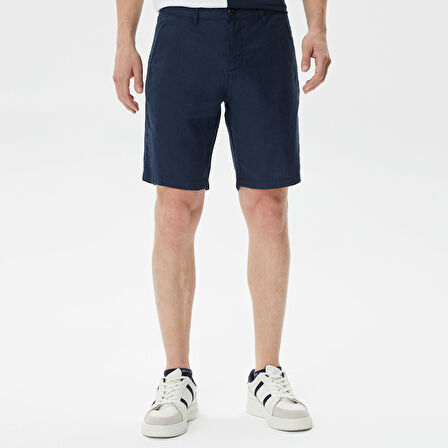 Nautica Erkek Lacivert Keten Bermuda