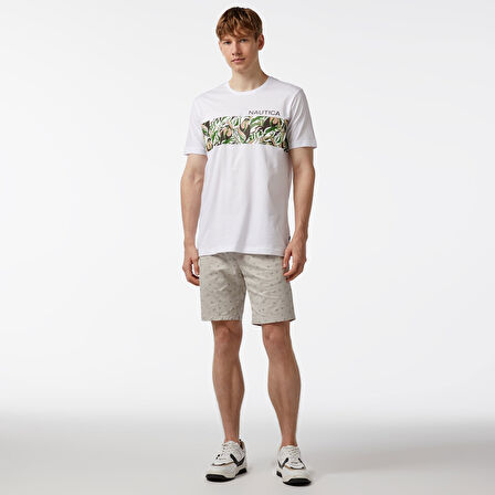 Nautica Erkek Gri Slim Fit Baskılı Bermuda