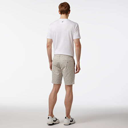 Nautica Erkek Gri Slim Fit Baskılı Bermuda