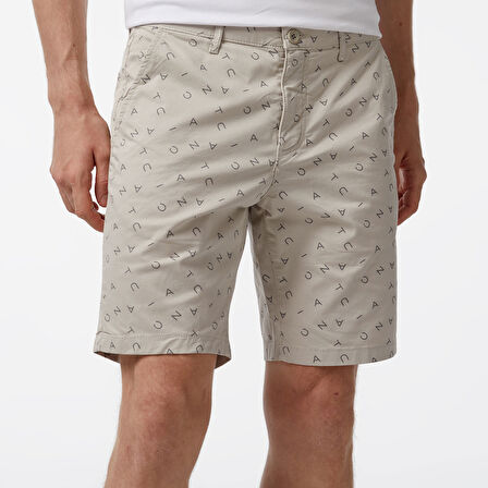 Nautica Erkek Gri Slim Fit Baskılı Bermuda