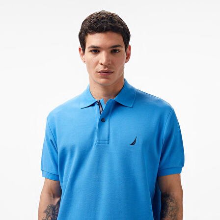 Nautica Erkek Mavi Classic Fit Kısa Kollu Polo Yaka T-Shirt