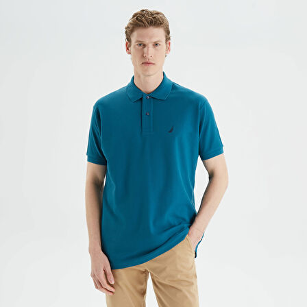 Nautica Erkek Mavi Classic Fit Kısa Kollu Polo Yaka T-Shirt