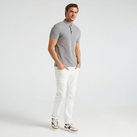 Nautica Erkek Gri Slim Fit Kısa Kollu Polo Yaka T-Shirt