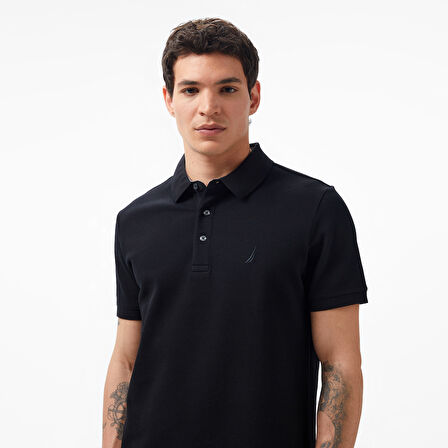 Nautica Erkek Siyah Slim Fit Kısa Kollu Polo Yaka T-Shirt