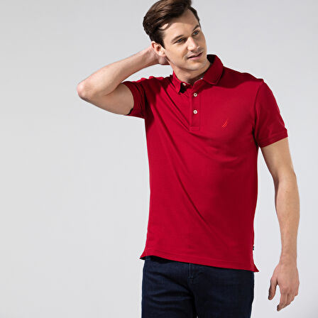Nautica Erkek Kırmızı Slim Fit Kısa Kollu Polo Yaka T-Shirt