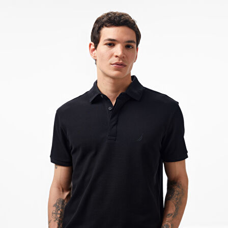 Nautica Erkek Siyah Slim Fit Kısa Kollu Polo Yaka T-Shirt