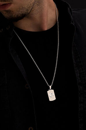 Erkek Çelik Kolye - Ayyıldız Model Erkek Çelik Kolye