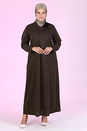 Kadın Büyük Beden Petek Kumaş Jakar Anne Elbisesi