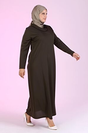 Kadın Büyük Beden Petek Kumaş Jakar Anne Elbisesi