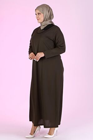 Kadın Büyük Beden Petek Kumaş Jakar Anne Elbisesi