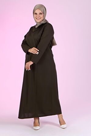 Kadın Büyük Beden Petek Kumaş Jakar Anne Elbisesi