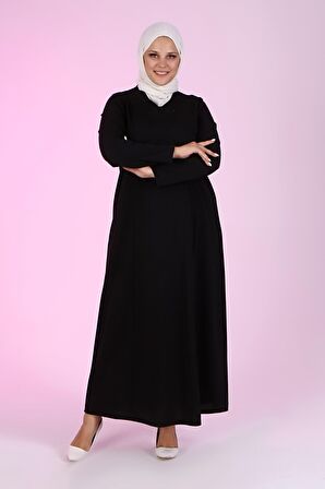 Kadın Büyük Beden Petek Kumaş Jakar Anne Elbisesi